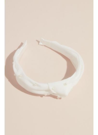 Knotted Sateen and Pearl Headband - Wedding Accessories